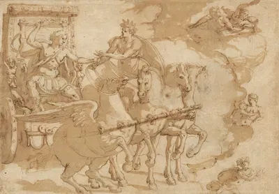 Phaeton receiving the chariot from Apollo by Prospero Fontana — digital art print download