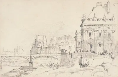 L'Institut et le pont des Arts by Ричард Паркс Бонингтон, 1806-1828 — digital art print download