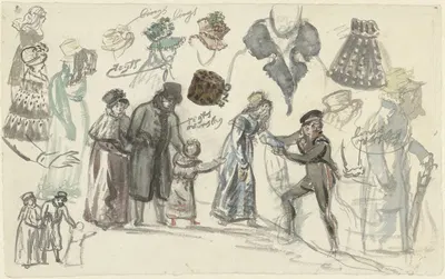 Kostuumstudies van een dame en een heer by Симон Андреас Крауз, 1770 - 1825 — digital art print download