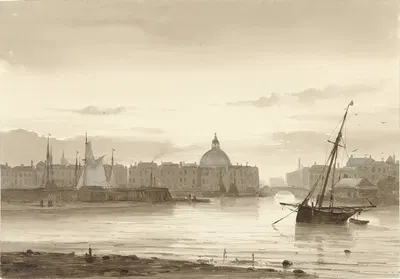 De Buitenkant en de Ronde Lutherse Kerk te Amsterdam by Теодор Гюдин, 1812 - 1880 — digital art print download
