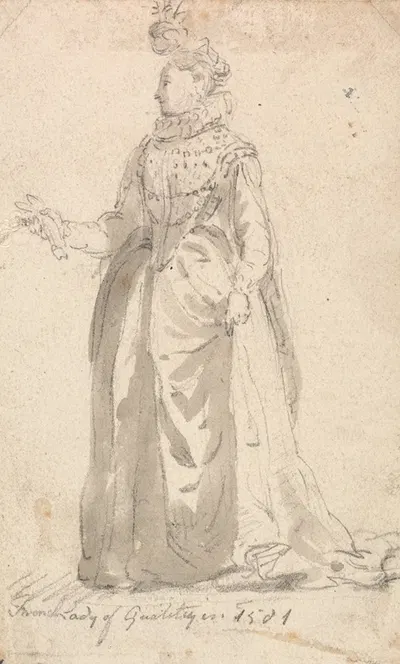 Figure Costume Study; French Lady of Quality in 1501 by Томас Гиртин — digital art print download