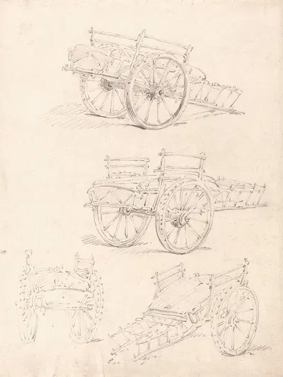 Four Studies of a Hay Cart by Томас Гиртин — digital art print download