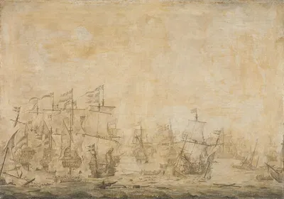 Battle between the Dutch and Swedish Fleets, in the Sound, 8 November 1658 by Виллем ван де Вельде Старший, 1658 - 1693 —…
