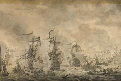 Battle between the Dutch and Swedish Fleets, in the Sound, 8 November 1658 by Виллем ван де Вельде Старший, 1665 — digital…