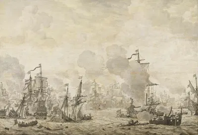 Episode from the Battle between the Dutch and Swedish Fleets in the Sound, 8 November 1658 by Виллем ван де Вельде Старший,…