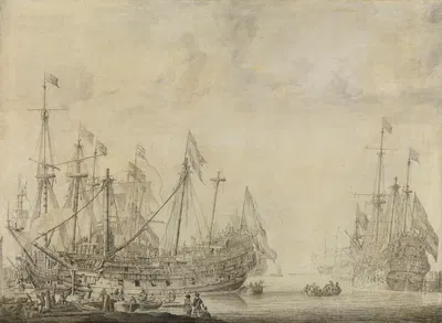 Ships after the Battle by Виллем ван де Вельде Старший, 1630 - 1672 — digital art print download