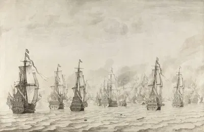 The Battle of Dunkirk by Виллем ван де Вельде Старший, 1659 — digital art print download