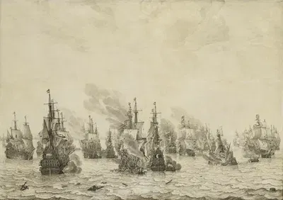 The Battle of Livorno (Leghorn) by Виллем ван де Вельде Старший — digital art print download