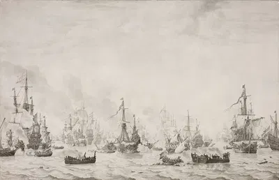 The Battle of the Downs by Виллем ван де Вельде Старший, 1659 — digital art print download