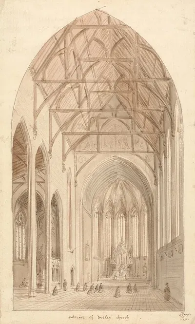 Our Blessed Lady and St Thomas of Canterbury; Perspective of the Interior by Augustus Pugin, 1838 — digital art print…