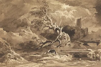A Tree Struck by Lightning by Корнелиус Варли — digital art print download