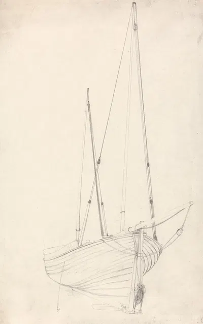 Front View of a Vessel with Masts by Корнелиус Варли — digital art print download