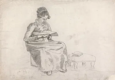 Girl Reading a Book by Корнелиус Варли, 1814 — digital art print download