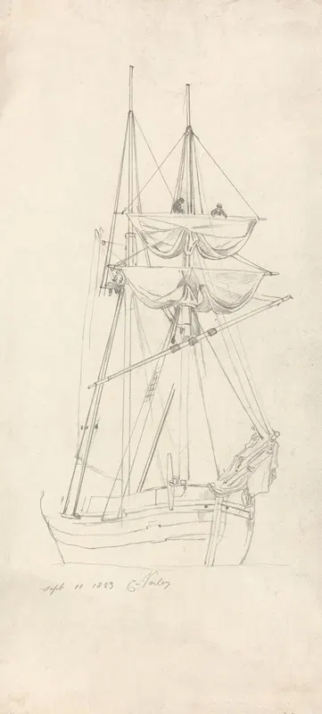 Ship Study by Корнелиус Варли, 1823 — digital art print download