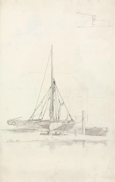 Study of Boats on Shore by Корнелиус Варли, 1829 — digital art print download