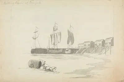 Bathing Houses at Margate by Эдвард Фрэнсис Берни — digital art print download