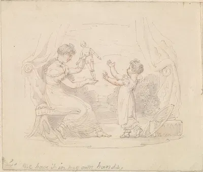 Illustration for The New Doll; Let me Have It in my Own Hands by Эдвард Фрэнсис Берни, 1825 — digital art print download