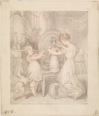 Illustration for- The New Doll; Untitled by Эдвард Фрэнсис Берни, 1826 — digital art print download