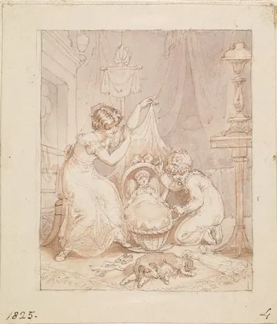Illustration for- The New Doll; Untitled by Эдвард Фрэнсис Берни, 1826 — digital art print download