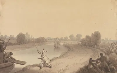 Paddington Canal; The Junction at Wormwood Scrubbs, with a Passenger Hailing the Uxbridge Passage Boat by Эдвард Фрэнсис…