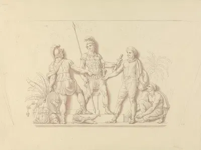 Putting Arms in Hands of the Indians by Эдвард Фрэнсис Берни — digital art print download