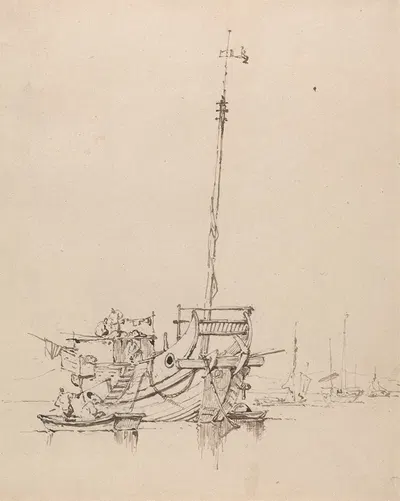 A Chinese Junk by Джордж Чиннери — digital art print download