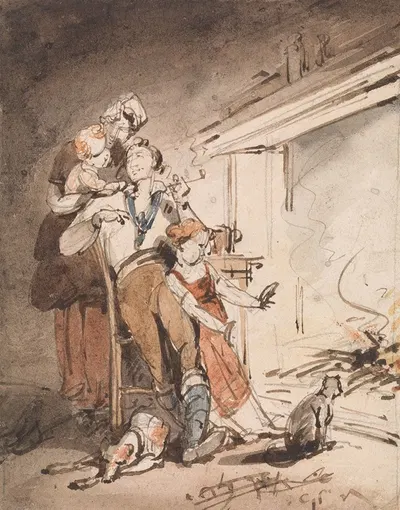 A Sailor and His Family by Джордж Чиннери — digital art print download