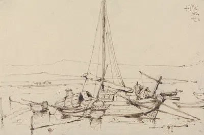 Chinese Boats by George Chinnery, 1834 — digital art print download