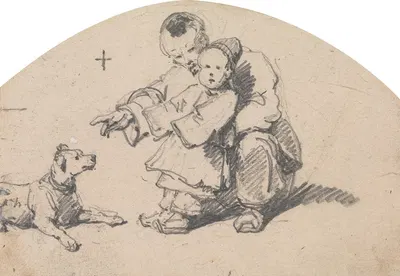 Chinese Father and Child with Dog by Джордж Чиннери, 1827 — digital art print download