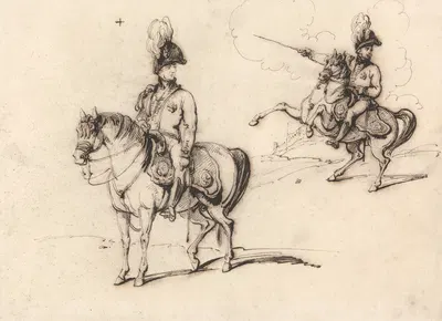 Equestrian Studies of an English Officer by Джордж Чиннери — digital art print download