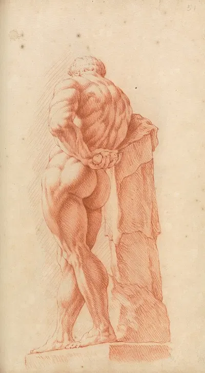 Study of Classical Statue of Hercules by Hamlet Winstanley, 1717 — digital art print download