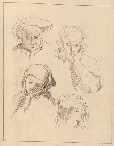Various Sketches of Heads by Hamlet Winstanley — digital art print download