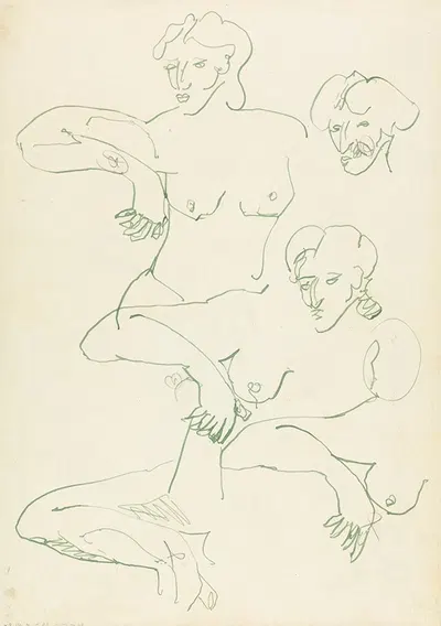 Five Studies of a Female Figure by Henri Gaudier-Brzeska, 1910 - 1915 — digital art print download