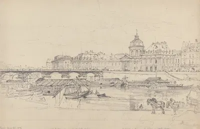 The Mint, Pont des Arts and L'Institut de France, Paris by Генри Эдридж, 1819 — digital art print download