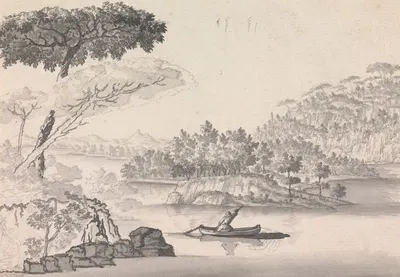 Landscape with Anchored Boat and Figure by Генри Свинберн — digital art print download