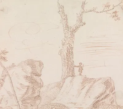 Landscape with Figure, Standing on Large Rock by Генри Свинберн — digital art print download