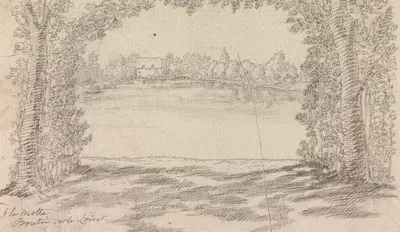 Wooded Clearing, with a River Landscape and Cottage by Генри Свинберн — digital art print download