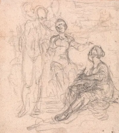 Design for a Frontispiece; Group of Allegorical Figures by Юбер-Франсуа Гравло — digital art print download
