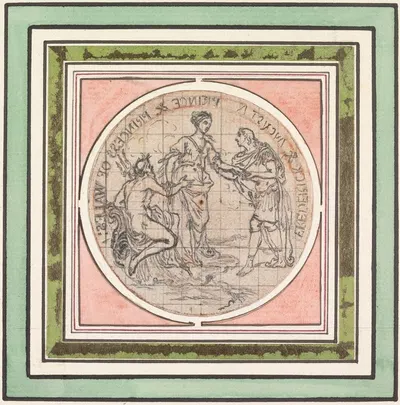 Design for a Medal; Frederick and Augusta, Prince and Princess of Wales by Юбер-Франсуа Гравло — digital art print download