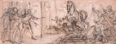 Design for an Engraving; Battle of Troy with the Trojan Horse by Юбер-Франсуа Гравло — digital art print download