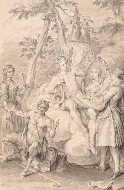 Drawing for a Frontispiece; 'The Toast' by Юбер-Франсуа Гравло, 1735 — digital art print download