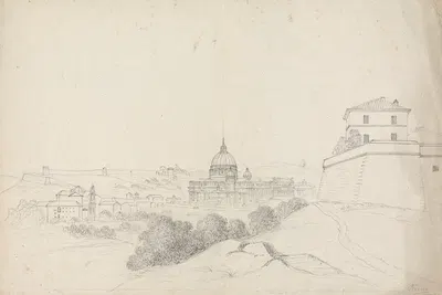 St. Peter's and Environs, Rome by Isaac Weld, 1819 — digital art print download