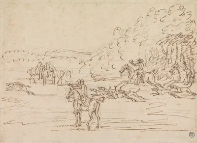 A Boar Hunt by Джеймс Сеймур — digital art print download