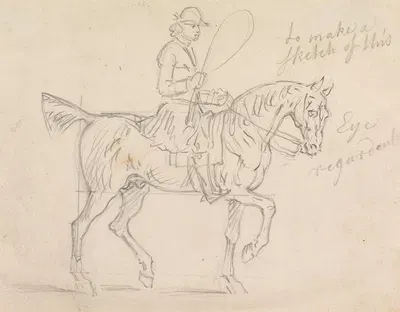 Horse and Rider Walking to Right by Джеймс Сеймур — digital art print download