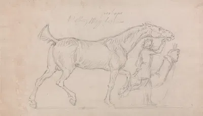 Man Leading a Trotting Stallion to Right by Джеймс Сеймур — digital art print download