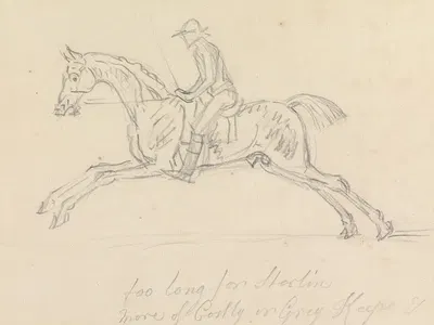 Racehorse with Jockey Up; Galloping, Seen from the Near-Side; the Jockey Holds a Switch by Джеймс Сеймур — digital art…