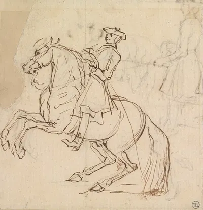 Rider on a Horse, Rearing to Left by Джеймс Сеймур — digital art print download