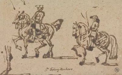 Sir Sidney Meadows Schooling a Horse by Джеймс Сеймур — digital art print download