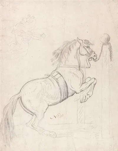 Training at the Pillar, Horse Wearing Bridle and Surcingle by Джеймс Сеймур — digital art print download