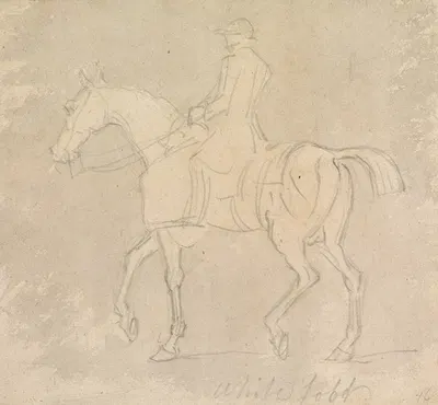 Whitefoot at Exercise; Hooded and Rugged, Jockey up, Walking to Left by Джеймс Сеймур — digital art print download